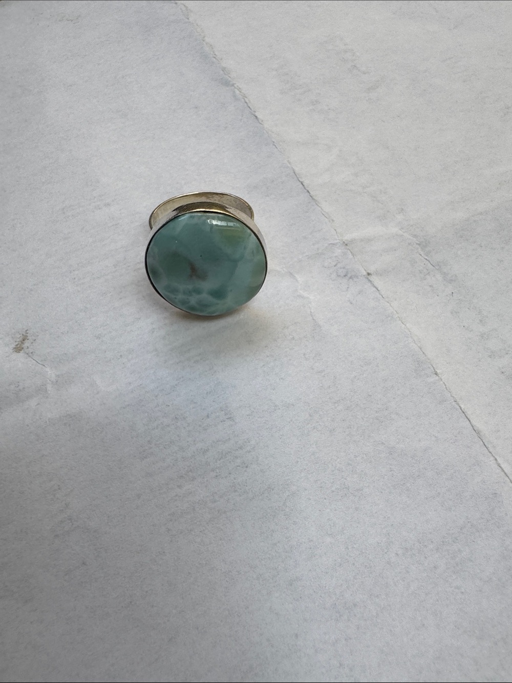 Round turquoise Stone Sterling Silver Ring